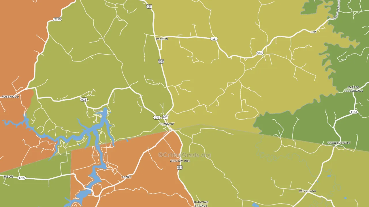 Dunmor, KY Map of Vandalism Rates