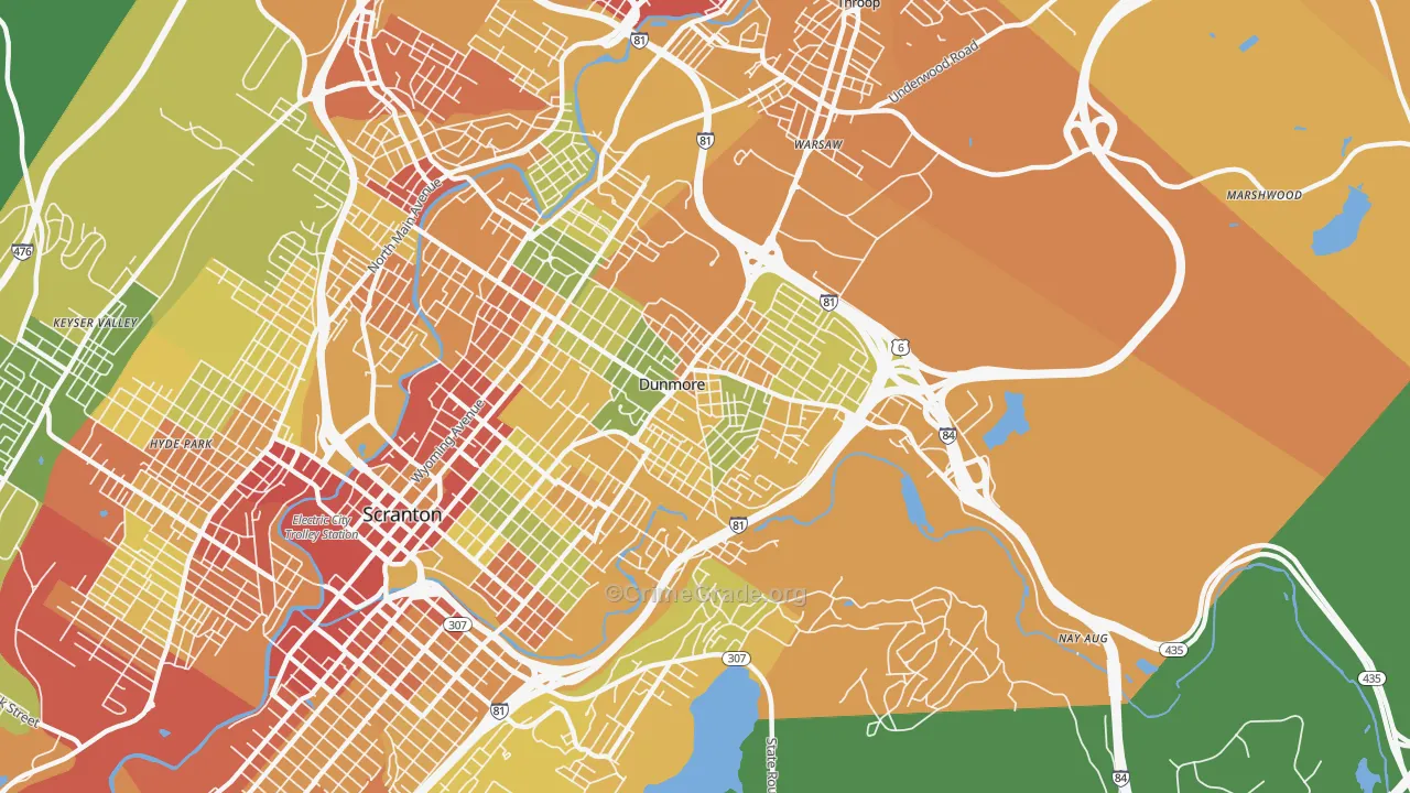 Dunmore, PA Map of Vandalism Rates