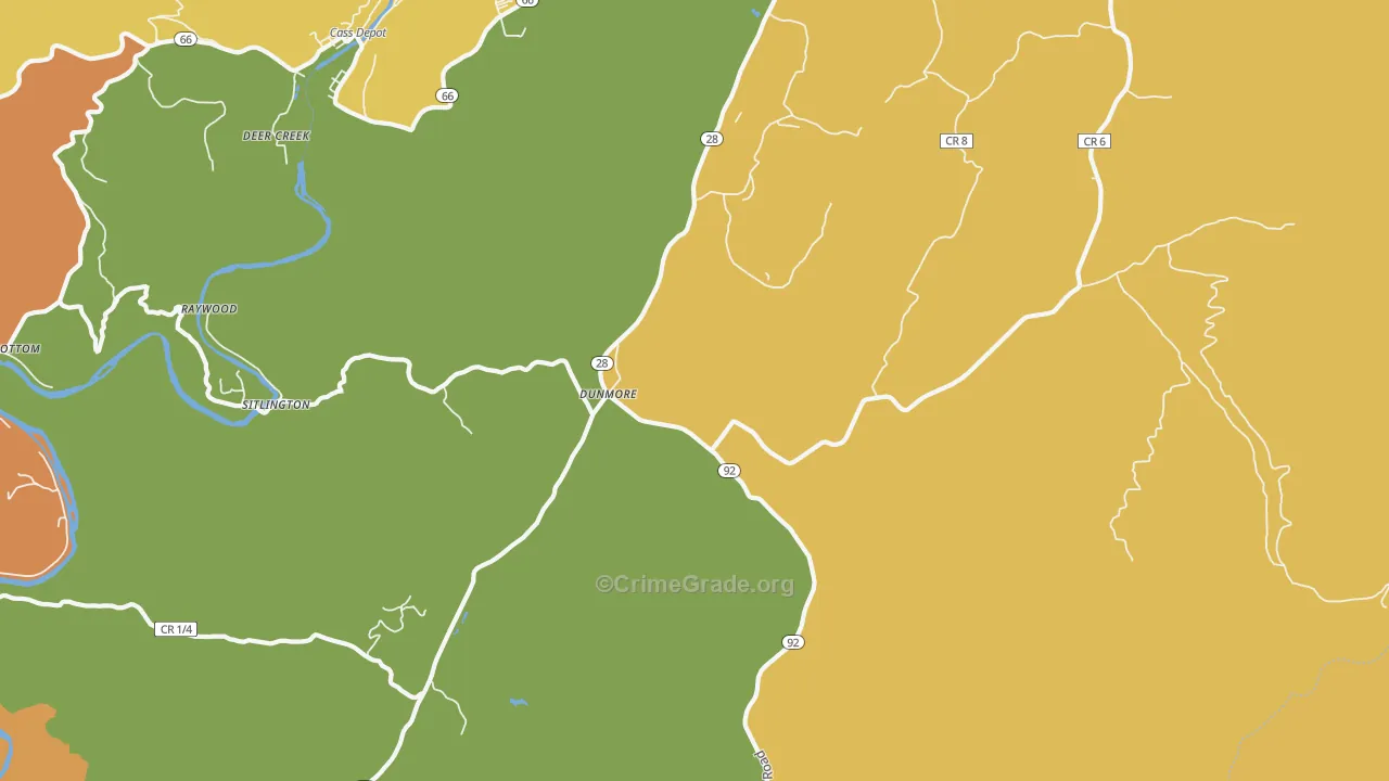 Dunmore, WV Map of Vandalism Rates