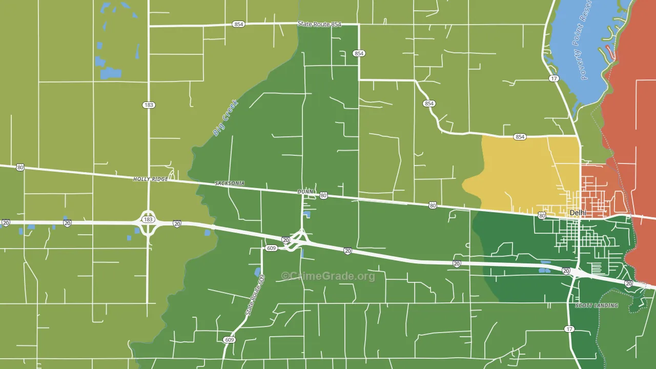Dunn, LA Map of Vandalism Rates