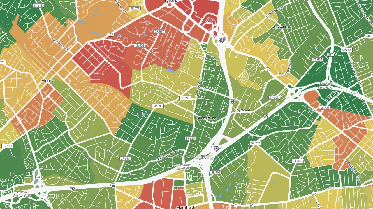 Dunn Loring, VA Map of Vandalism Rates