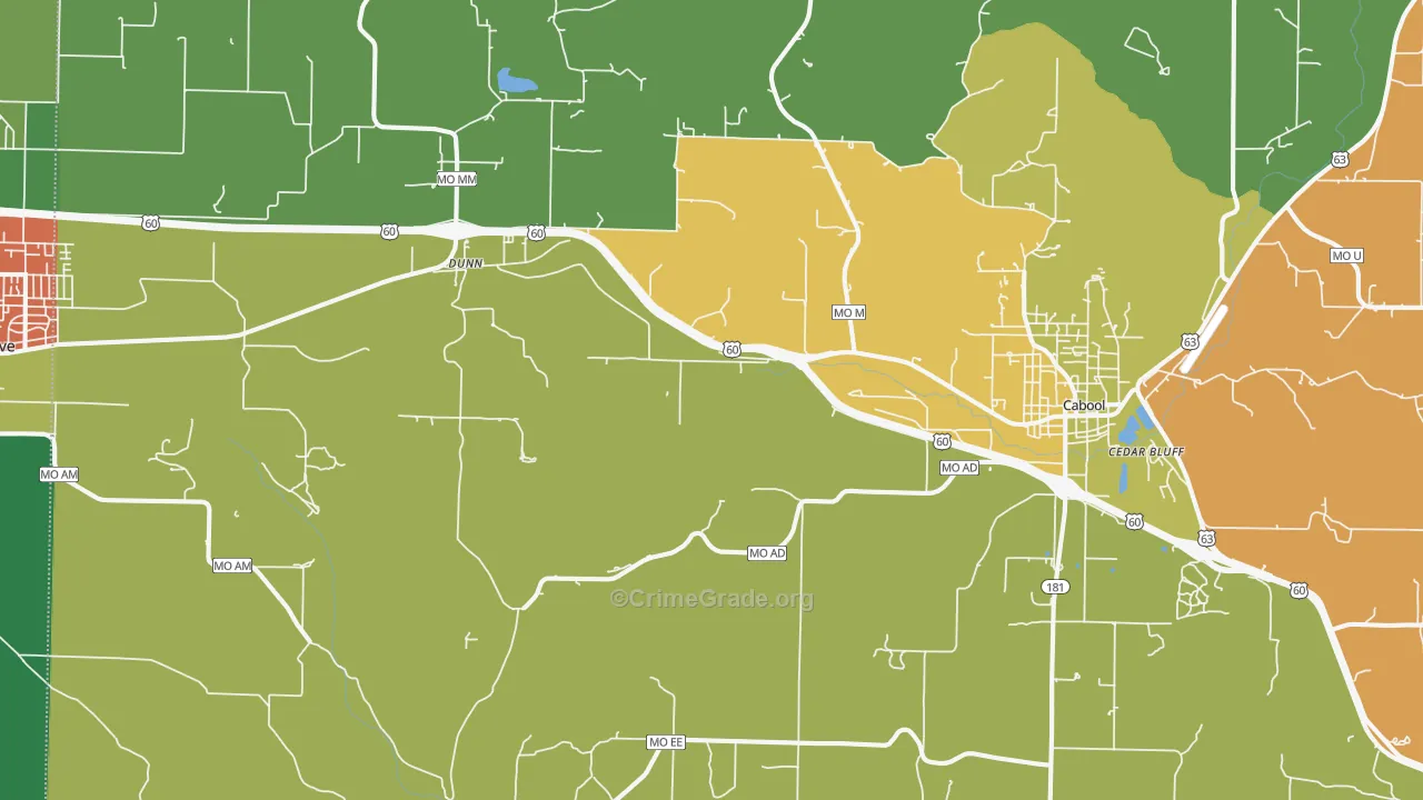 Dunn, MO Map of Vandalism Rates