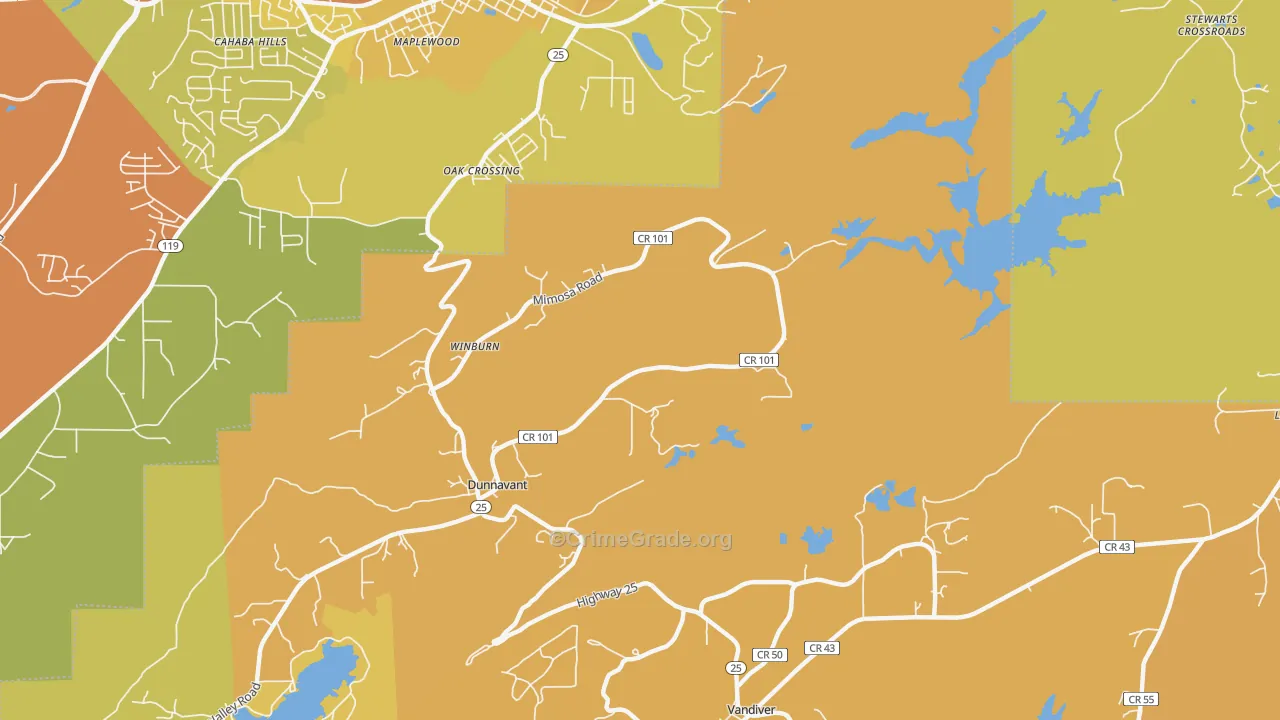 Dunnavant, AL Map of Vandalism Rates