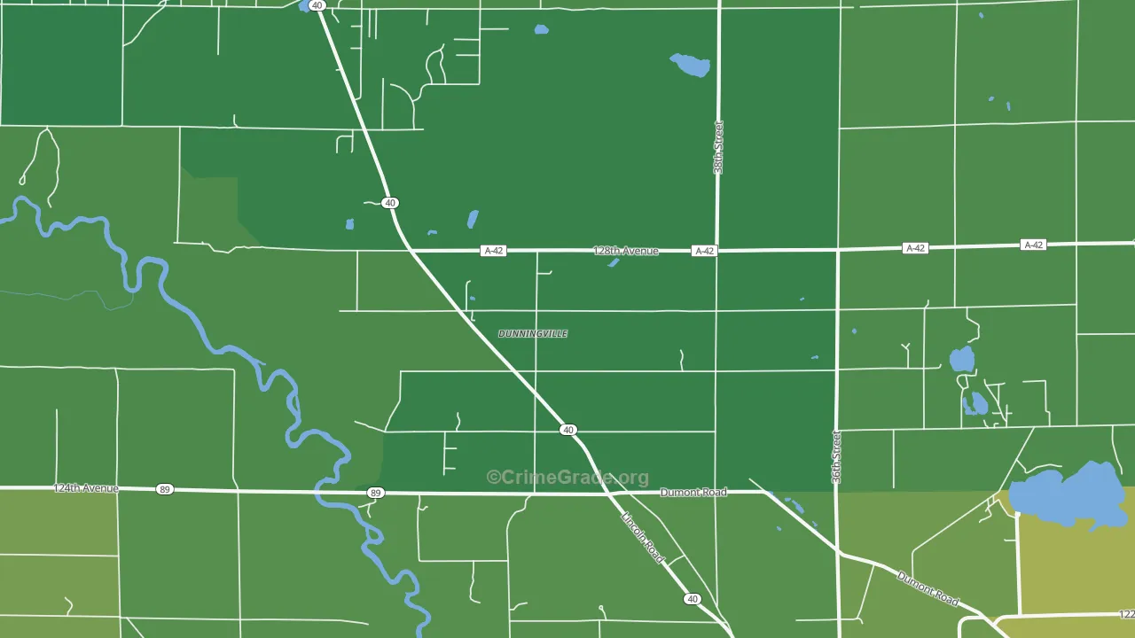 Dunningville, MI Map of Vandalism Rates