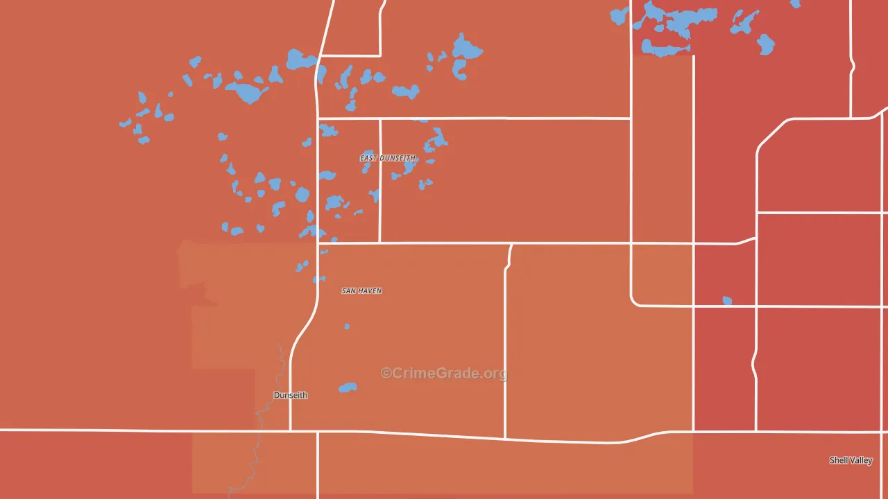 Dunseith, ND Map of Vandalism Rates