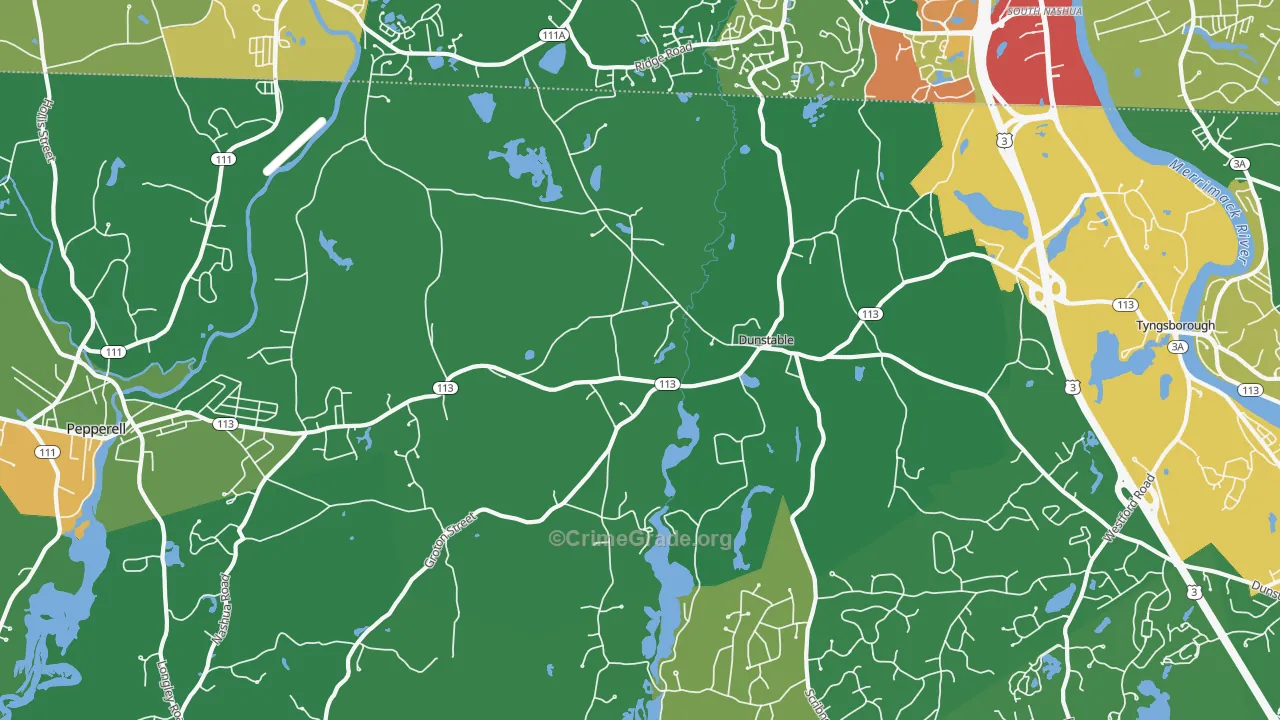 Dunstable, MA Map of Vandalism Rates