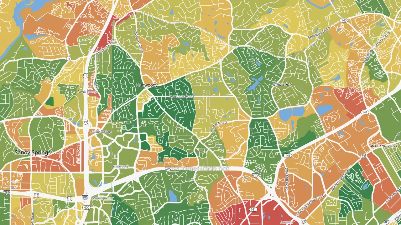 Dunwoody, GA Map of Vandalism Rates