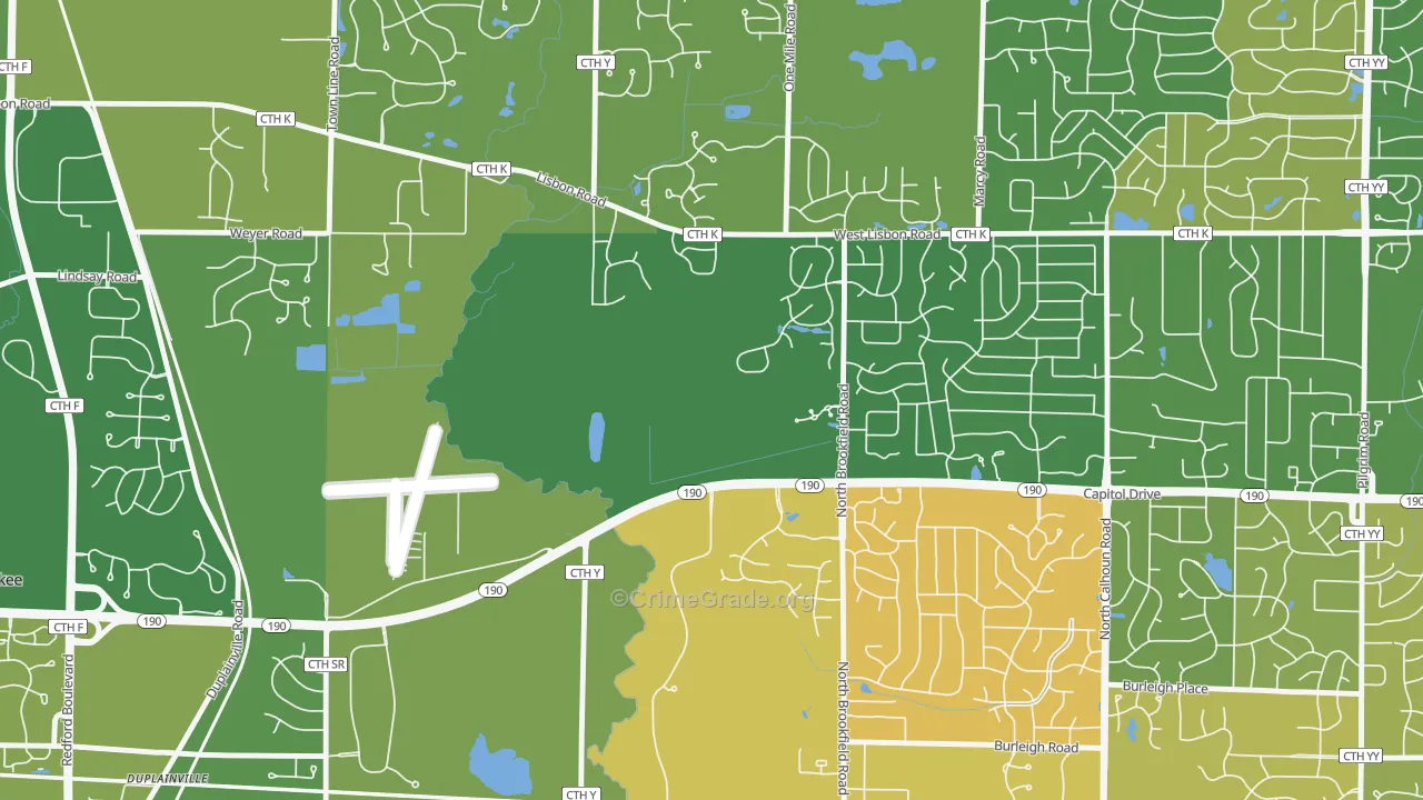 Duplainville, WI Map of Vandalism Rates