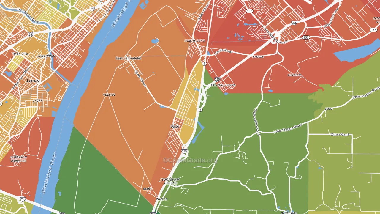 Dupo, IL Map of Vandalism Rates