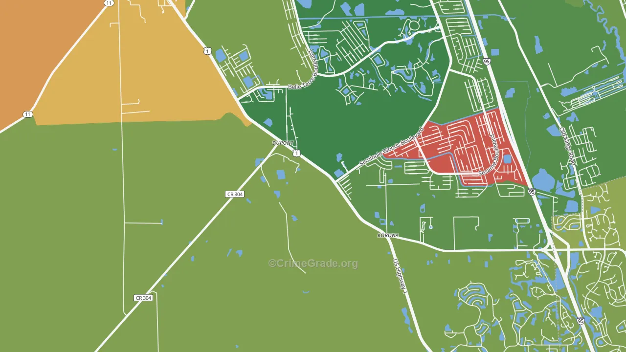 Dupont, FL Map of Vandalism Rates