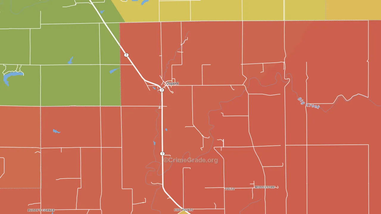 Dupont, IN Map of Vandalism Rates