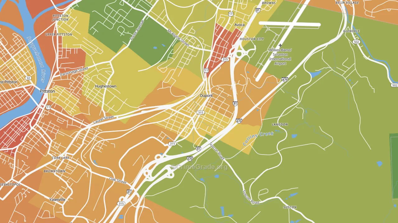 Dupont, PA Map of Vandalism Rates