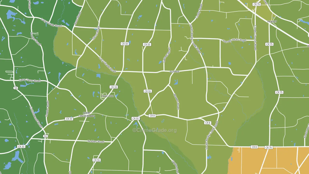 Dupree, AL Map of Vandalism Rates