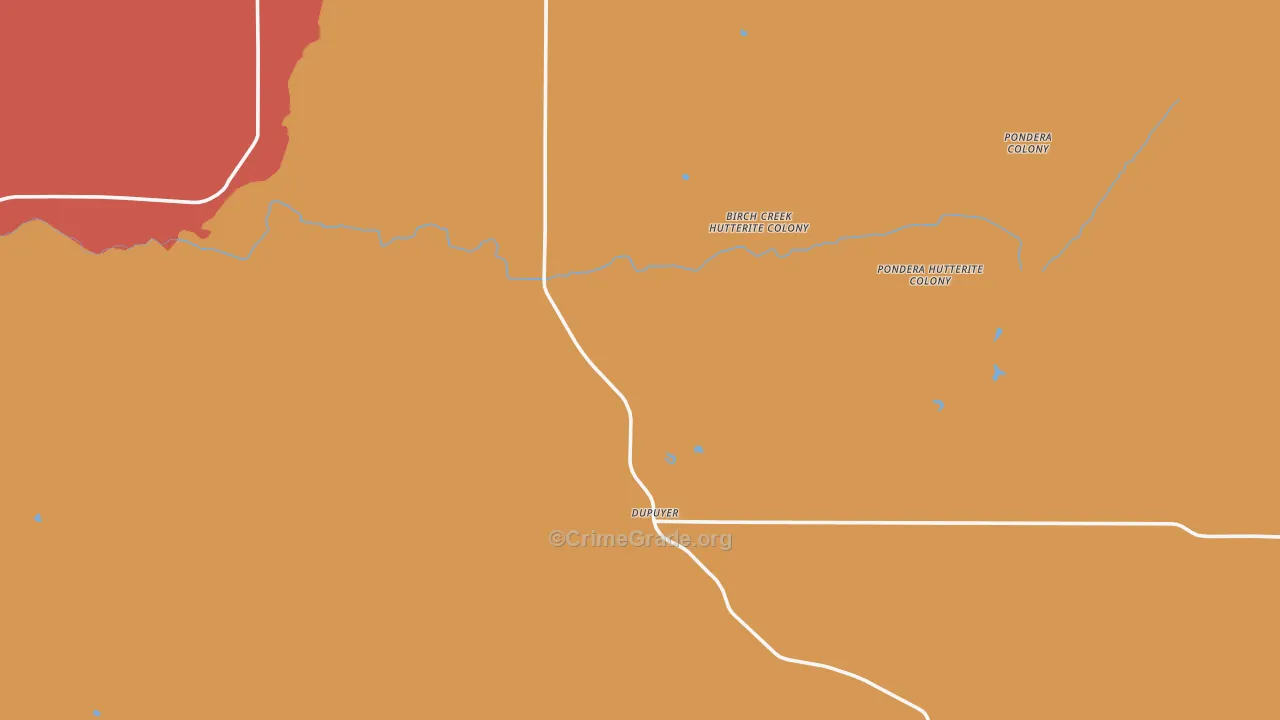 Dupuyer, MT Map of Vandalism Rates