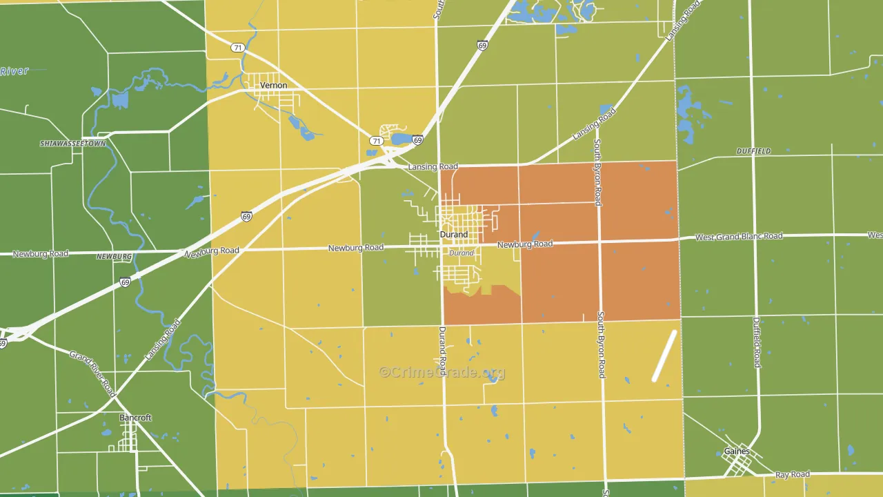 Durand, MI Map of Vandalism Rates