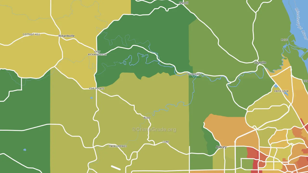 Durango, IA Map of Vandalism Rates