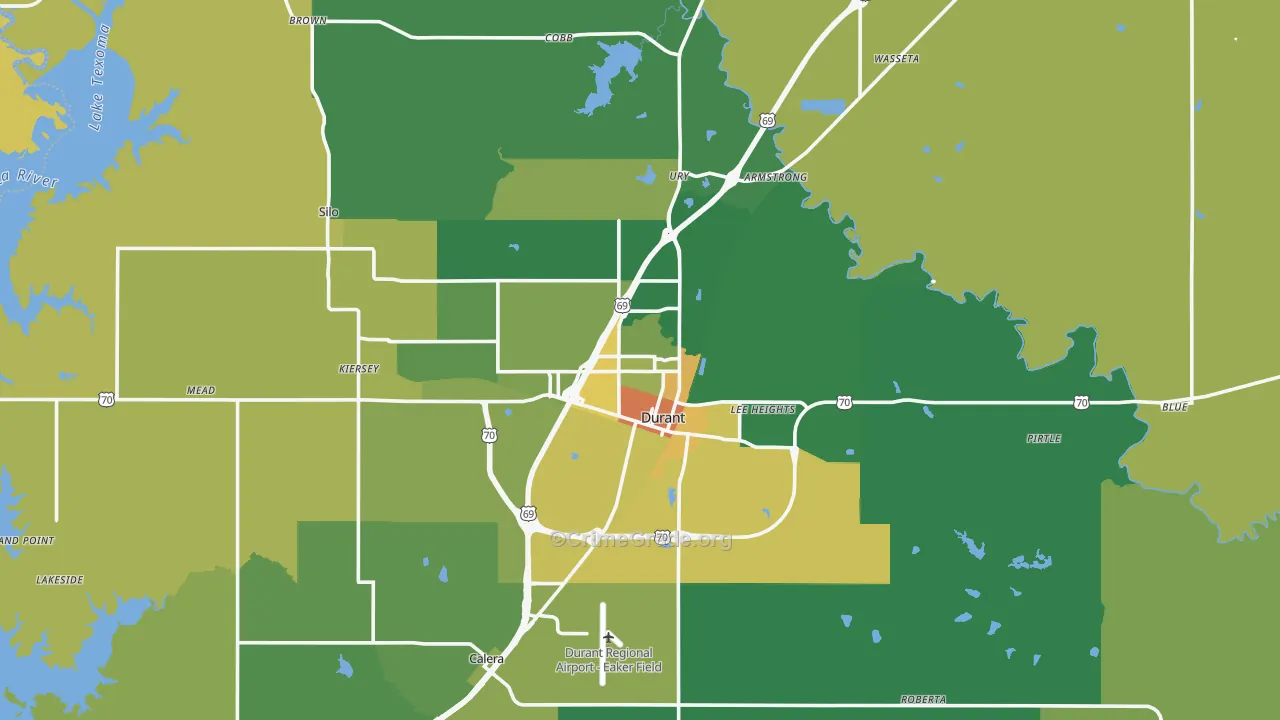 Durant, OK Map of Vandalism Rates