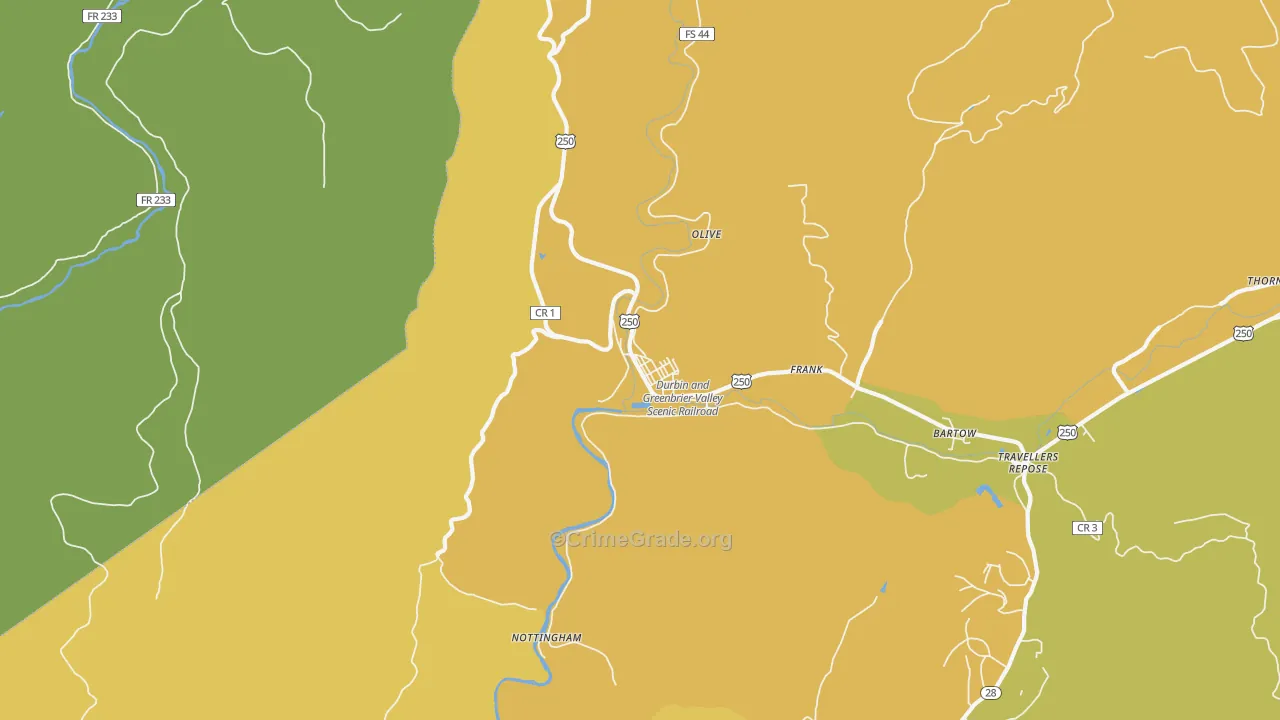 Durbin, WV Map of Vandalism Rates