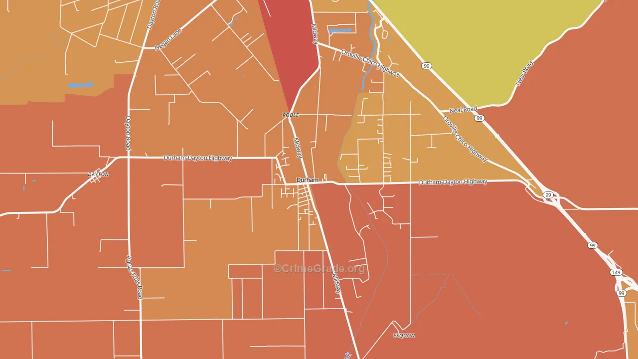 Durham, CA Map of Vandalism Rates