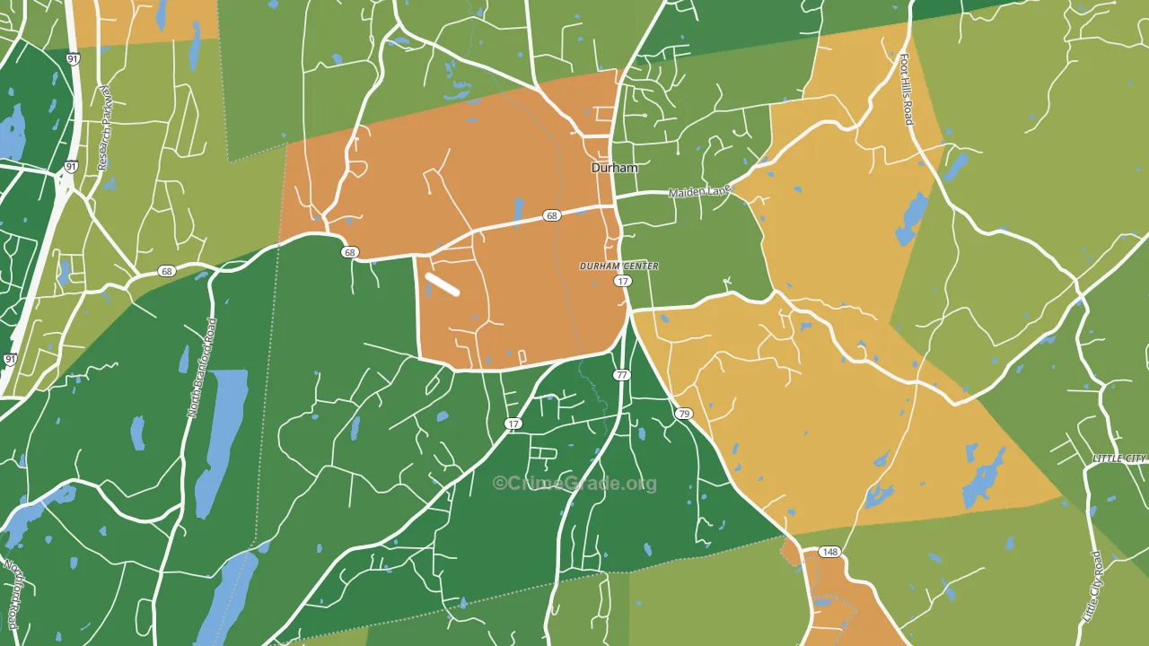 Durham, CT Map of Vandalism Rates