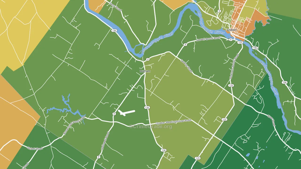 Durham, ME Map of Vandalism Rates