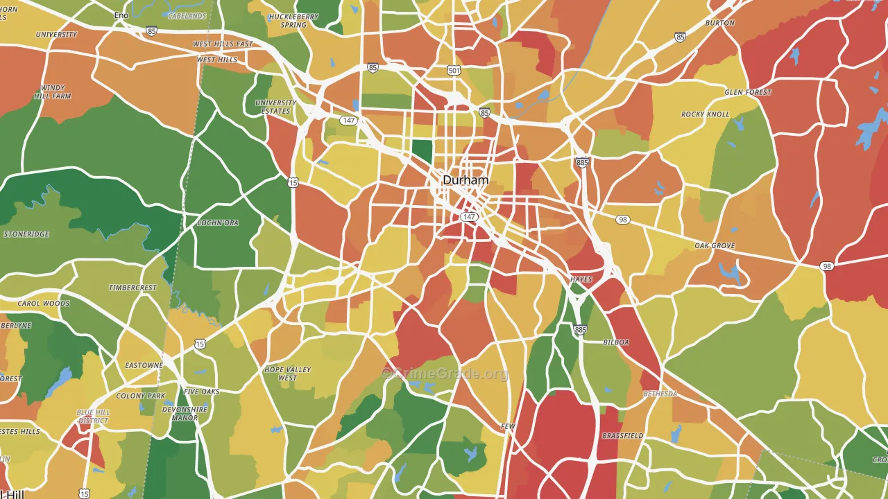 Durham, NC Map of Vandalism Rates