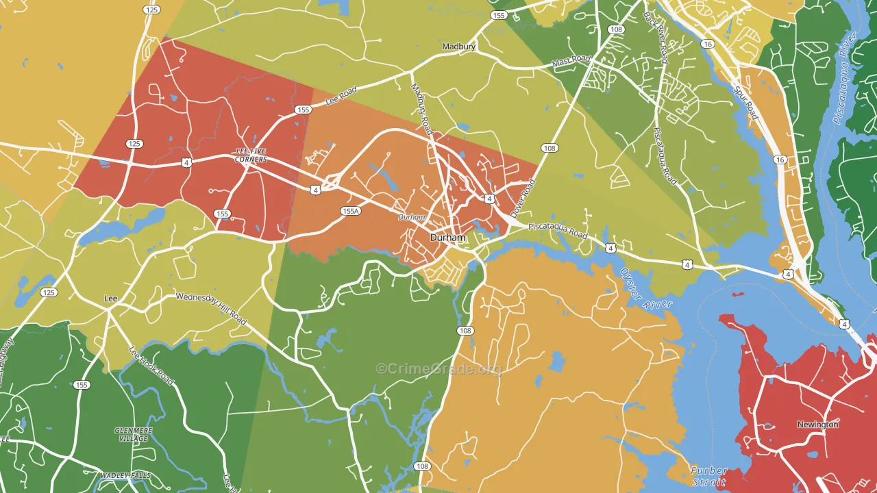 Durham, NH Map of Vandalism Rates