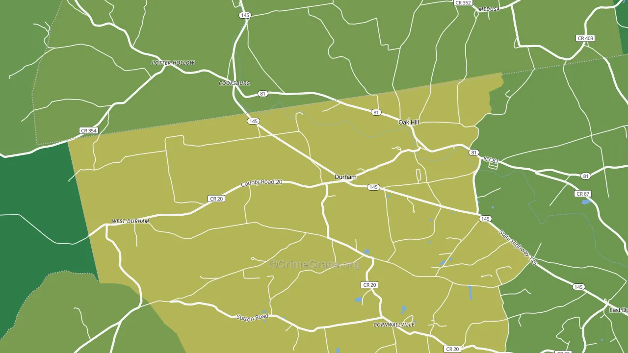 Durham, NY Map of Vandalism Rates