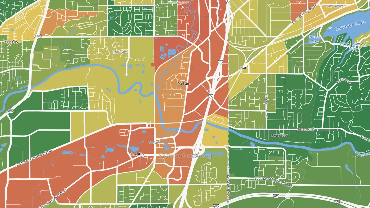 Durham, OR Map of Vandalism Rates