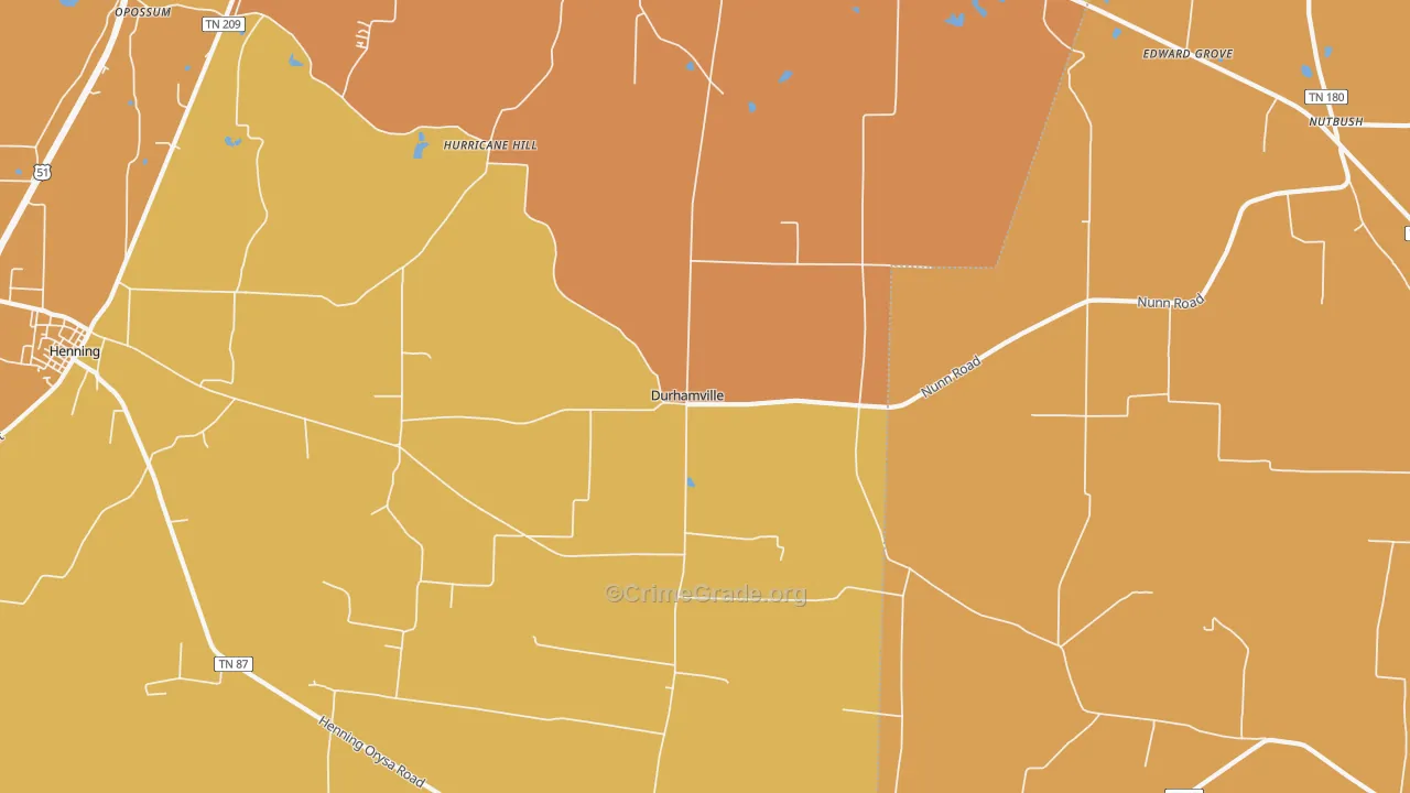 Durhamville, TN Map of Vandalism Rates