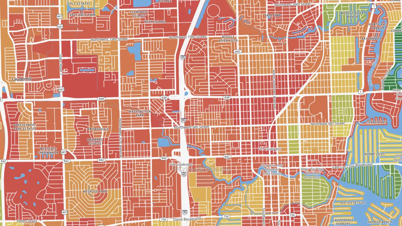 Durrs Homeowners, Fort Lauderdale, FL Map of Vandalism Rates