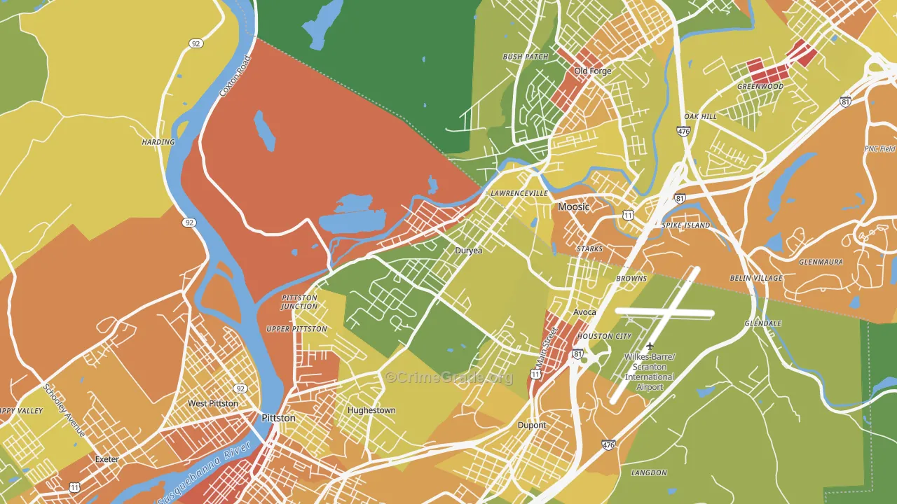 Duryea, PA Map of Vandalism Rates