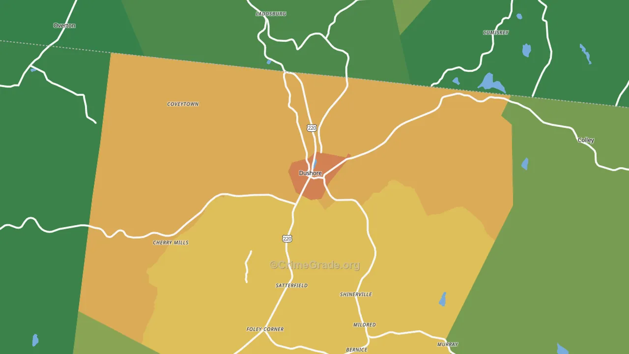 Dushore, PA Map of Vandalism Rates