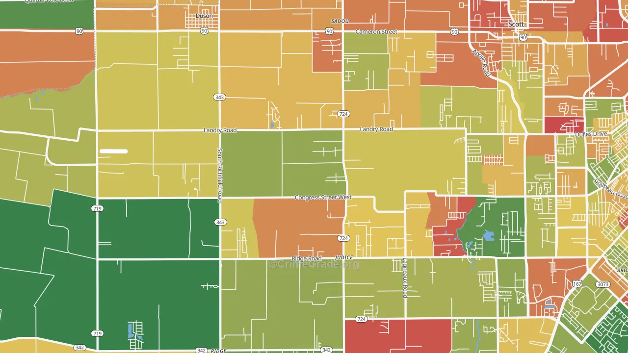 Duson, LA Map of Vandalism Rates
