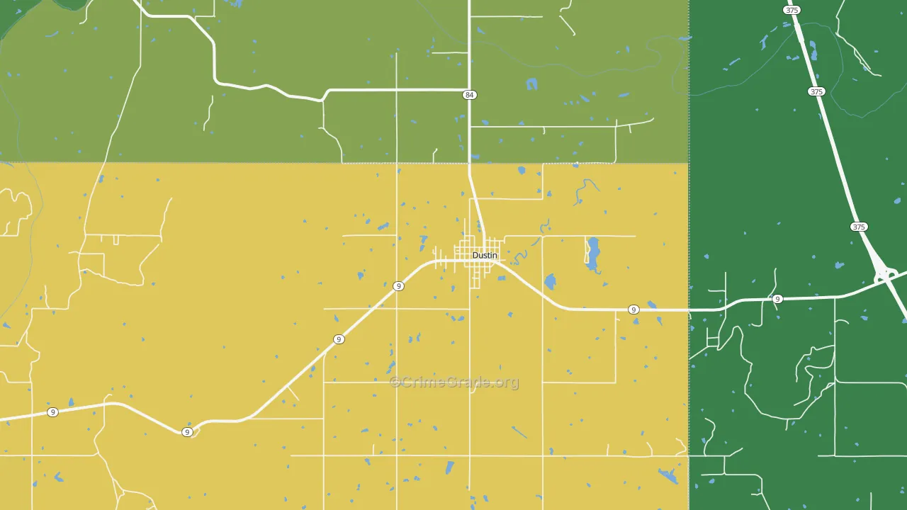 Dustin, OK Map of Vandalism Rates