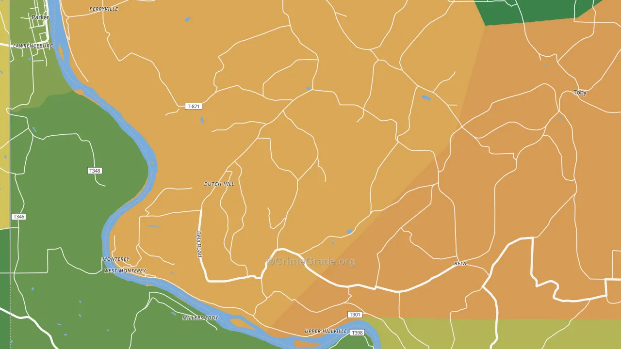 Dutch Hill, PA Map of Vandalism Rates