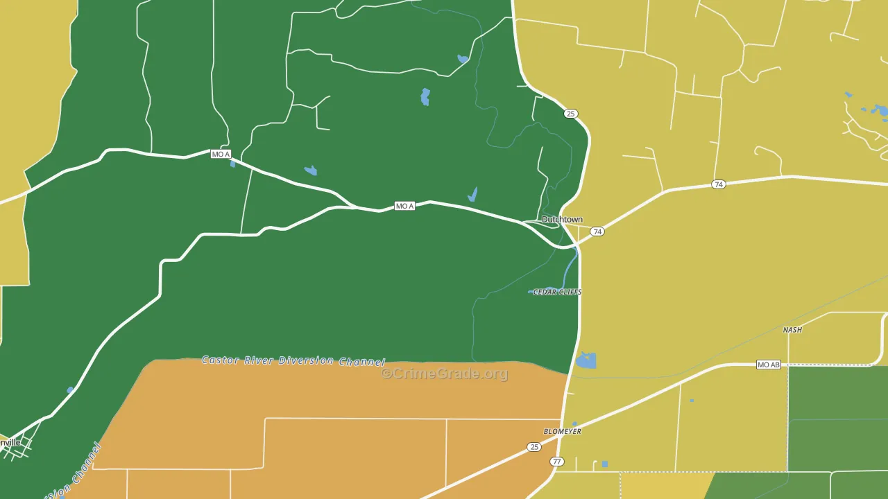 Dutchtown, MO Map of Vandalism Rates