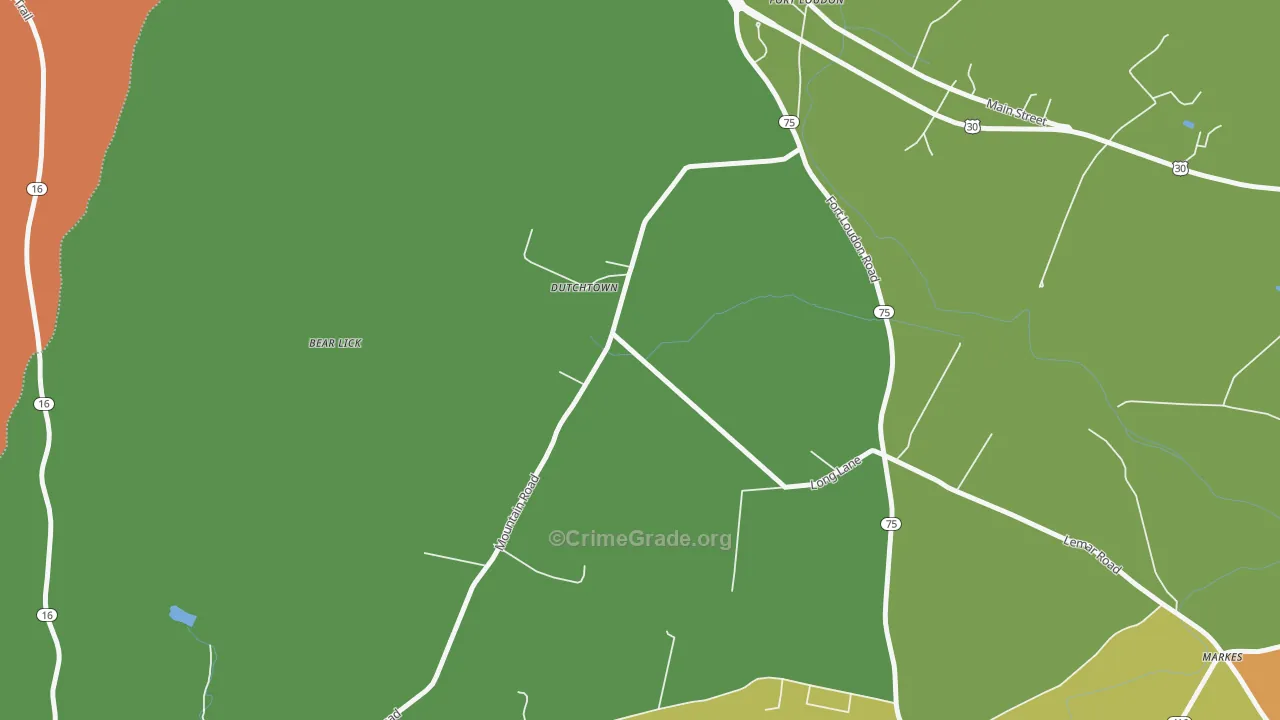 Dutchtown, PA Map of Vandalism Rates