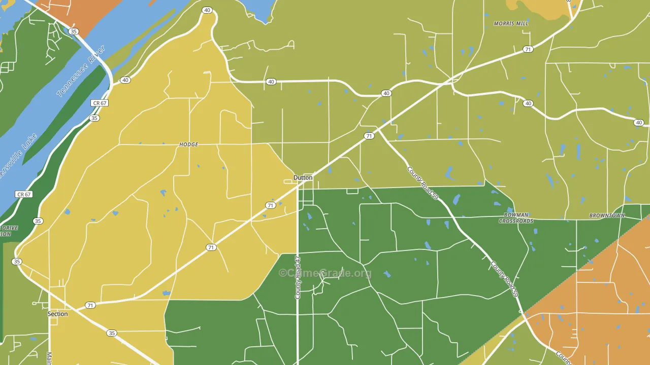 Dutton, AL Map of Vandalism Rates