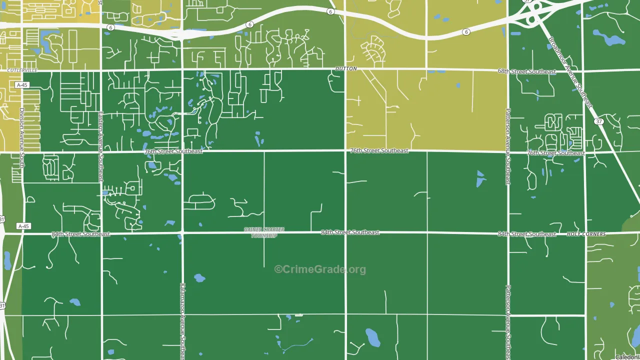 Dutton, MI Map of Vandalism Rates