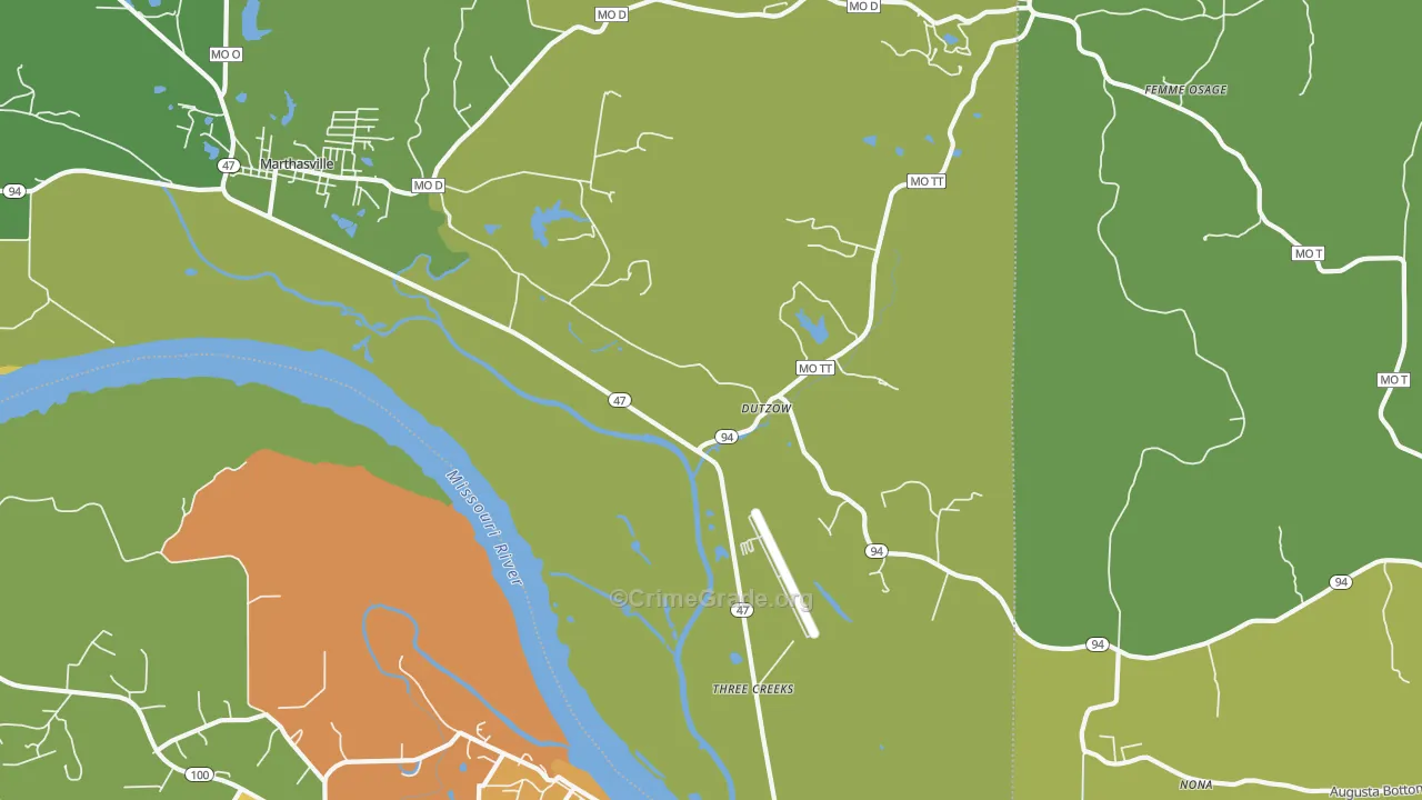 Dutzow, MO Map of Vandalism Rates