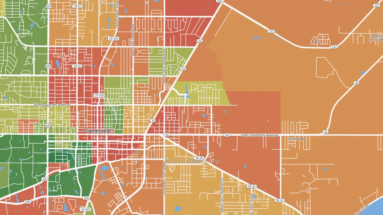 Duval-Eagle Eyes Crime Watch, Gainesville, FL Map of Vandalism Rates
