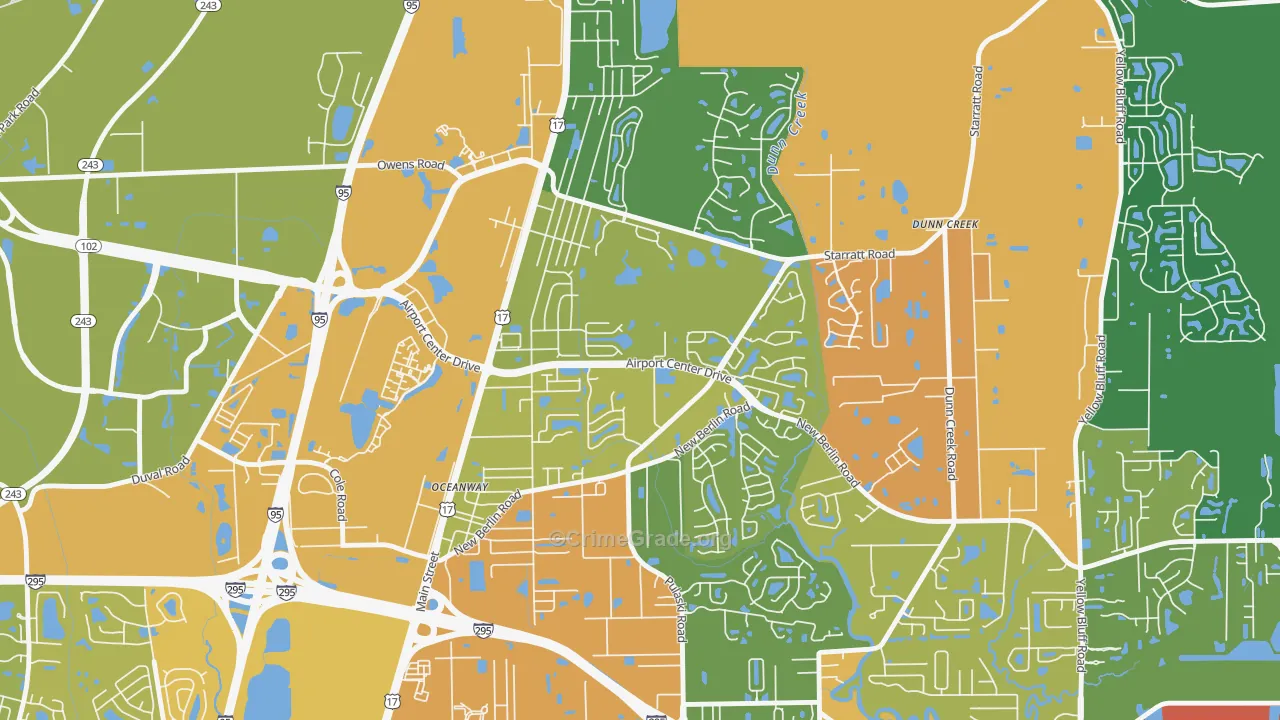 Duval, Jacksonville, FL Map of Vandalism Rates