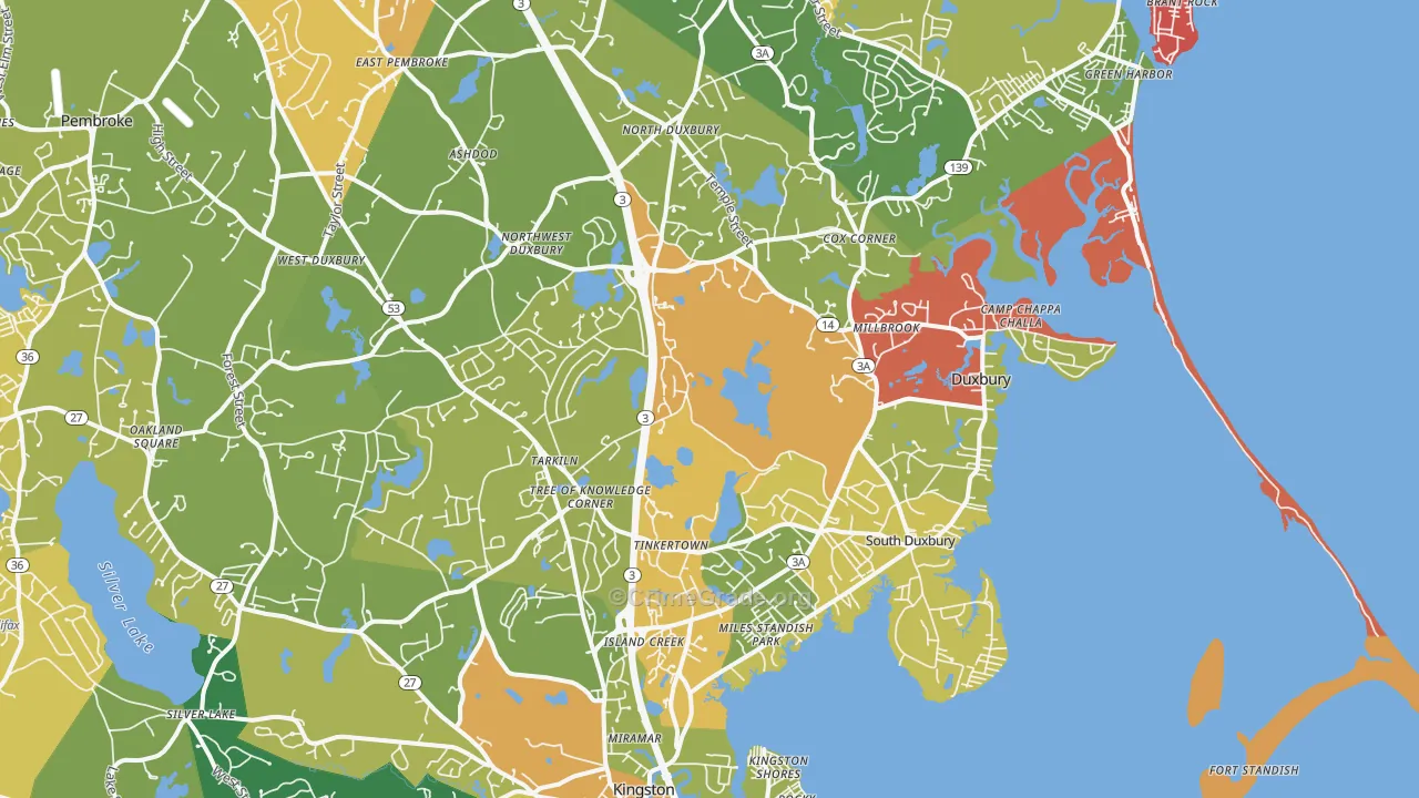Duxbury, MA Map of Vandalism Rates