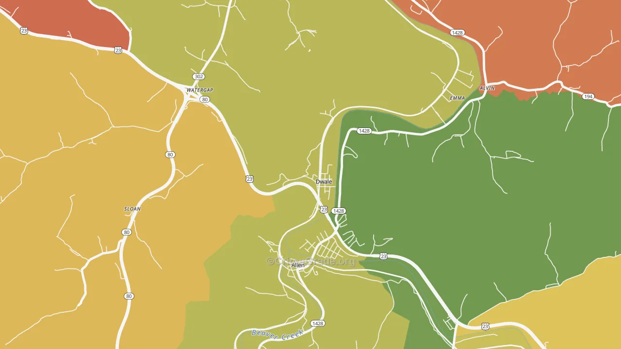 Dwale, KY Map of Vandalism Rates