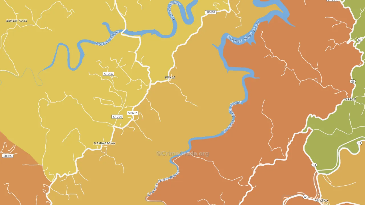 Dwale, VA Map of Vandalism Rates