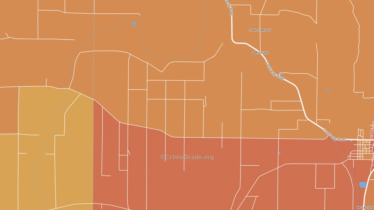 Dwiggins, MS Map of Vandalism Rates