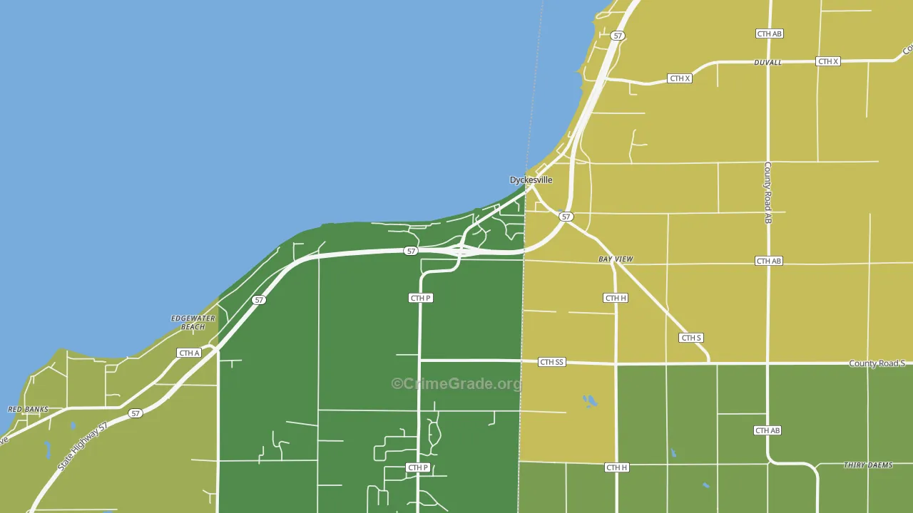 Dyckesville, WI Map of Vandalism Rates