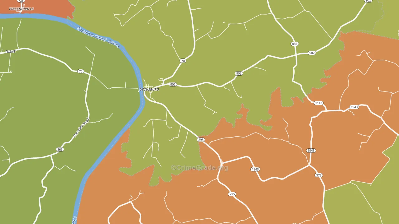 Dycusburg, KY Map of Vandalism Rates