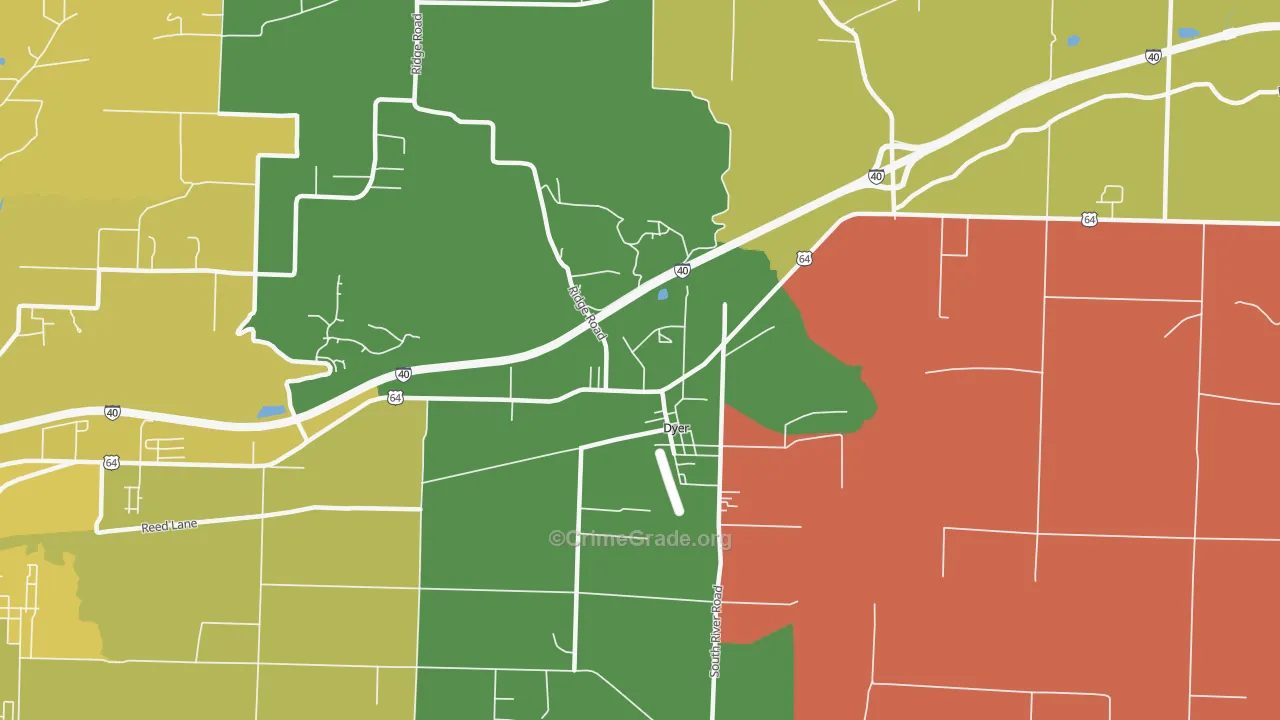 Dyer, AR Map of Vandalism Rates